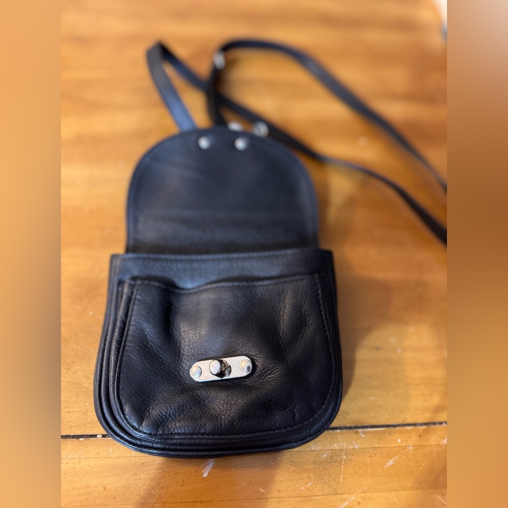 Sundance Black Leather Crossbody Bag with Silver Hardware - Picture 10 of 11